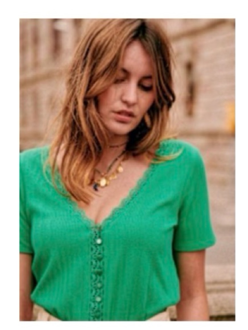 Sezane Madeleine T-shirt Vert. - Size M
